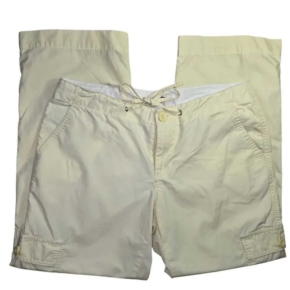 Y2k Old Navy Low Rise Cargo Capris Womens Size 4 Butter Yellow 100% Cotton - Picture 1 of 8